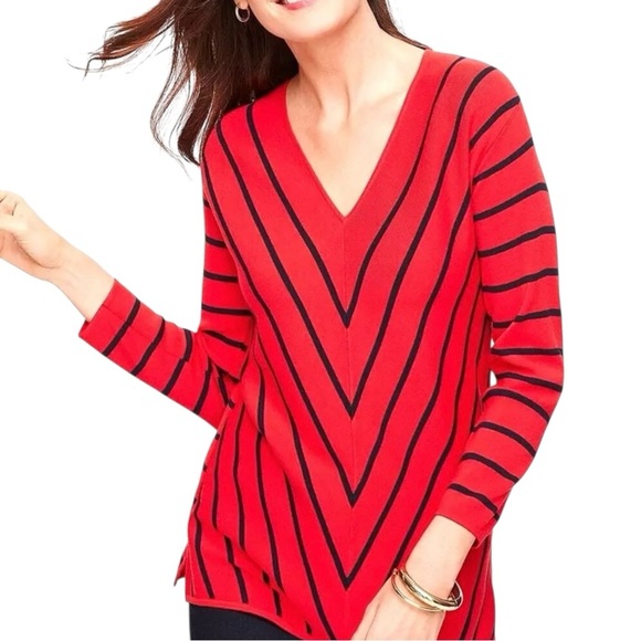 Talbots Sweaters - Talbots Red and Black V-Neck Sweater